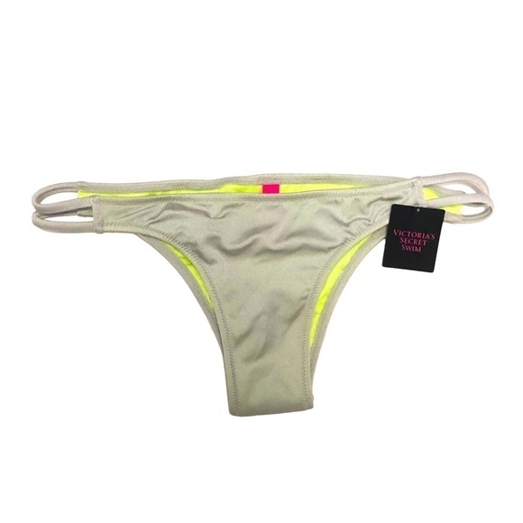 Nwt - VICTORIA'S SECRET Style #11044902 Silver-Gray & Green Bikini Bottom - S/P - Picture 1 of 7